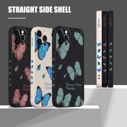 Butterfly Phone Case For Samsung Galaxy S22 Ultra S23 S21 S20 Plus 5G Silicone Cover For Samsung S20 S21 Fe 5g Case With Lanyard