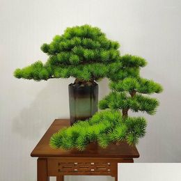 Decorative Flowers Wreaths Home Dector Artificial Welcome Pine Bonsai Decoration Living Room Desktop Simated Plants Office Ornaments P Dhi21