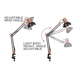 Metal Long Arm Folding Clip Mounted Reading Lamp Vintage Desk Nail Manicure Table Fill Light for Writing Study Light Fixture