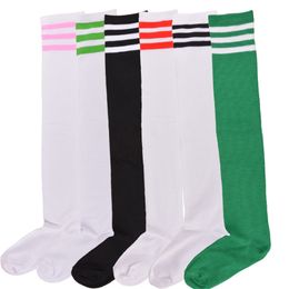 Women's Girls Long Tube Socks Stripes Over Knee Length Sports Stockings for Dancing Running Travelling Cycling Knee High Socks