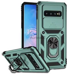 Cell Phone Cases For Samsung Galaxy S10 Plus Case Shockproof Armor Slide Camera Protect S10+Plus Ring Holder Cover yq240330