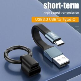 Ultra Short Keychain USB Data Cable 3.1A Max Fast Charging Cable Micro Type-C To USB A Phone Charger Cord For Smart Phone Tablet