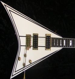 Randy Rhoads RR 1 Black Pinstripe White Flying V Electric Guitar Gold Hardware Block MOP Inlay Tremolo Bridge Whammy Bar6221568