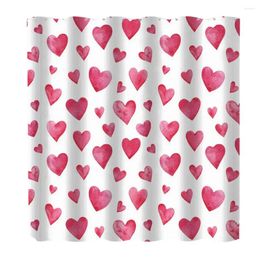 Shower Curtains Standard Size Curtain Valentine's Day Love Heart Print Water-resistant Machine Washable For Bathroom