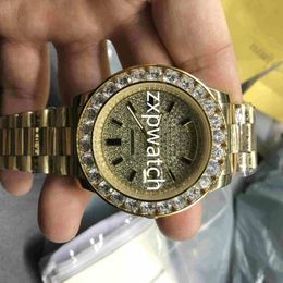 High quality Day Date watch18K Gold Luxury mens watch Big diamond Bezel Gold Stainless steel original strap Automatic men Watches 255I