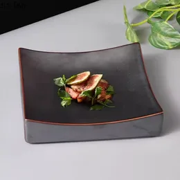 Plates Irregular Square Ceramic Dim Sum Plate Dessert Sushi Dish Restaurant Molecular Cuisine Display Specialty Tableware