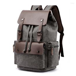 Backpack Vintage Canvas For Men 15.6 Inch Laptop Casual Schoolbag Teenager Large Capacity Travel