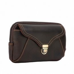 crazy Horse Leather men Vintage Travel Belt Fanny Waist Bag Pack Design Bum Hip Bag 6.5" Phe Cigarette Case Pouch Male 2016 G4FL#