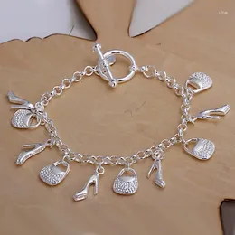 Link Bracelets Silver Color Exquisite Bag Is Shoes Pendant Bracelet Fashion Charm Joker Temperament Female Section Birthday Gift H108