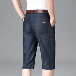 Men's Shorts Summer Thin Business Denim Cropped Pants For Men Loose Straight Fit Stretch Casual Above-the-knee Male Brand Clothing