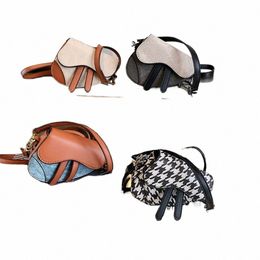 niche Design New Mini Children's PU Handbag Parent-child Crossbody Ctrast Saddle Bag Girls' Crossbody Straddle Bag Z7QX#