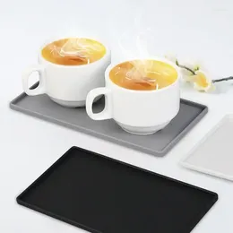 Tea Trays Soap Anti-slip Tray Bathroom Coffee Square Silicone Stand Cutlery Flat Mobile Holder Twistable