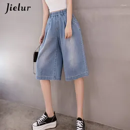 Women's Jeans Blue Women Wide Leg Summer High Elastic Waist Female Korean Casual Street Cool Chic Loose Denim S-5XL Size