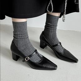 Dress Shoes Women's Mary Jane Genuine Leather Summer T-Strap Square Toe Oxford Loafers Moccasins Spring Vintage For Woman