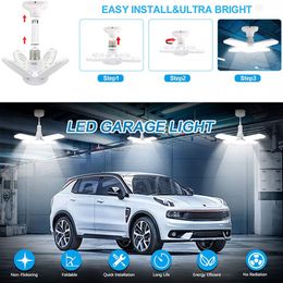 E27 28W LED Garage Light Fan Bulbs Blade Timing Lamp 110V 220V 360°Foldable Led Bulb Lamp Industrial Light Home Ceiling Lighting