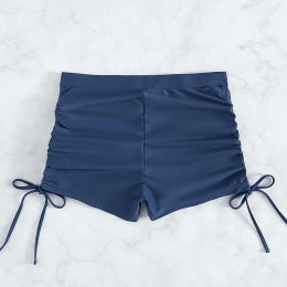 Summer Swimwear Bottoms Women Brazilian Bikini Bottom Side String Tie Thong Bathing Pants Swimsuit High Waist Ruched Swim shorts