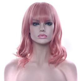 Wigs 10 Colors Short Curly Wigs High Temperature Fiber Synthetic Hair Pink Black Brown Party Hairpiece Cosplay Wig for Women