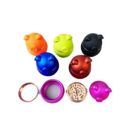 Herb Grinder Latest Colorf Pig Style With Metal Shredder 4 Piece For Smoking Accessories Tobacco Spice Crusher Miller Abrader Tool Dro Otrfe