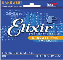 Whole 1 Sets Elixir 12000 12002 12050 12052 12077 12102 Nanoweb Ultra Thin Coating Electric Guitar Strings Super Light 9314172