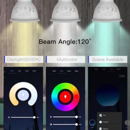 Tuya WIFI Smart LED Bulbs GU10 RGB CW WW 220V 5W 7W 9W Dimmable Lamps Smart Life APP Control Light Bulb Work For Alexa Google