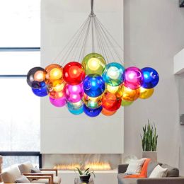 Glass Ball Bubble Hanging Lamp Modern LED Ceiling Chandelier for Living Room Dining Room Kid's Bedroom Loft Pendant Light Lustre