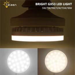 8Pcs LED GX53 Bulbs 5W 7W 9W 12W 15W 18W Downlight Super Bright Led Lamp Smd2835 Gx 53 Light AC 85~265V Warm Cold White Light