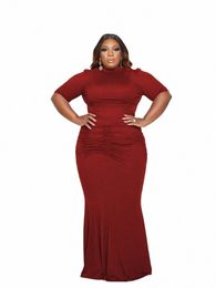 waterarea Plus Size Solid Women's Set Fi Half Sleeves T-shirt Top with Maxi Skirt Suit Elegants Pleated Two Piece Set New x65h#