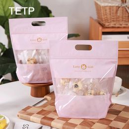 Storage Bags TETP 50Pcs Pink Cookies Packaging With Clear Window Home Birthday Party Handmade Candy Nougat Bread Gift Decoration Favors