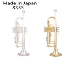 Professional Made in Japan YTR8335 Bb Trumpet Instruments Silver Plated Gold Key Carved Brass Musical Instrument Bb Trumpet9171824