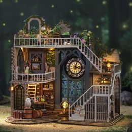 Three-dimensional Puzzle Assembled Building Model Wooden Dollhouse Kit Miniature Diy Handmade House Making Room Toys, Home Bedroom Decorations Crafts Best