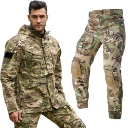 Tactical Jackets Pants Military US CP Army Camouflage Combat Uniform Waterproof Hunting Suits Hood Coat Men Clothing Tactic