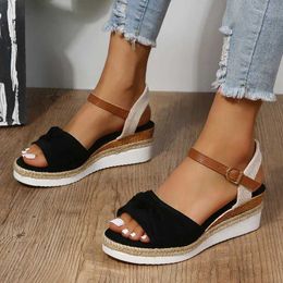Sandals Womens Fashion Platform 2023 Summer Peep Toe Wedge Gladiator Anti slip Thick Sole Beach Shoes Plus Size 43 H240328CJMQ