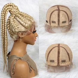 Braided Wigs Synthetic Lace Front Wigs 24inches Braided Ponytail Wigs African Braiding Hair With Baby Hair Ponytail hair Wigs