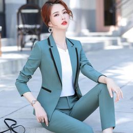 Women's Two Piece Pants 9023 Business Formal Wear Suit Temperament Slim College Student Manager Work Clothes Workwear