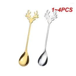 Coffee Scoops 1-4PCS 304 Stainless Steel Spoon Branch Elk Fork Christmas Holiday Gifts Kitchen Accessories Tableware