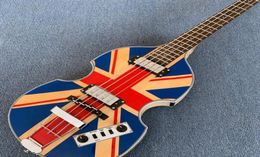 McCartney Hof H5001CT Contemporary Violin Deluxe Bass England Flag Electric Guitar Flame Maple Back Side 2 511B Staple Pickup6306862