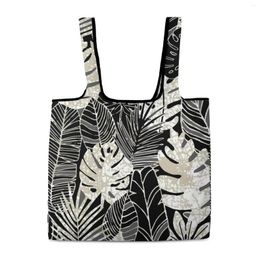 Shopping Bags Color Block Satchel Folding Tote Bag Leaf Fashion Women Shopper Handbag Reusable Grocery Supermarket