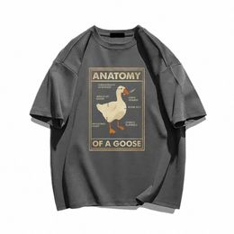 goose Anatomy Funny Duck Graphic Gamer Retro Men's Black T-Shirt Gothic Men's T-Shirt Ullzang Street Plus Size Women's T-Shirt C4Py#