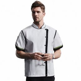 kitchen Overalls Men's Uniform Short Sleeve Breathable Summer Clothing Chef Hotel Catering 19uD#