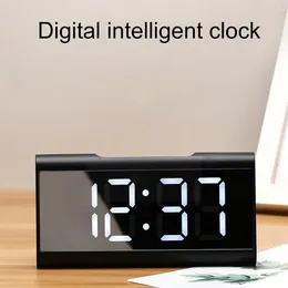 Table Clocks Led Mirror Screen Alarm Clock Digital Voice Control Snooze Date Temperature Display For Home Decoration C1c7