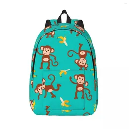 Backpack Student Bag Funny Monkey Banana Parent-child Lightweight Couple Laptop