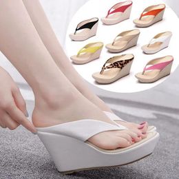 Slippers Stylish Women's Heel Flip Flops Black High Heels White Sandals Women Mules Ladies Summer Shoes 35-43 Calzado Mujer