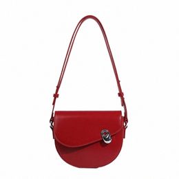 mabula Woman's Red Stylish Shoulder Bag Vegant Leather Saddle Handbag Female Casual Flap Cover Sling Crossbody Purse f5Qk#