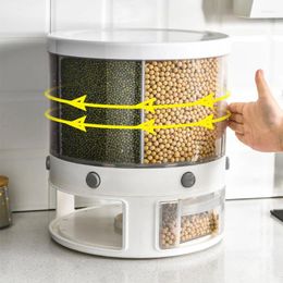 Storage Bottles 360 Degrees Rotating Grain Bucket 20 Catty Moisture-proof And Insect-proof Rice Tank Kitchen Six Points