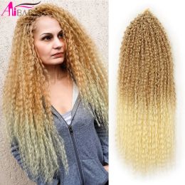 20 Inch Synthetic Afro Yaki Kinky Curly Hair Soft Ombre Crochet Braiding Hair Extensions Marly Hair for Black Women Alibaby