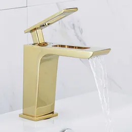 Bathroom Sink Faucets Nordic Fashion Waterfall Copper Washbasin And Cold Faucet Single Hole Household