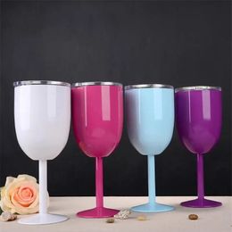 10oz Goblet Cup With Seal Lids Stainless Steel Champagne Cup Double Layer Cocktail Mug Merry Christmas 240320