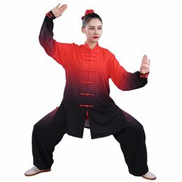 women Traditial Chinese Kung Fu Wudang Tai Chi Practise Suit Wing Chun Martial Art Uniform Top+pants Set Unisex Stage Costume J7Gt#