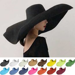 Wide Brim Hats Bucket Summer 70cm Oversized Straw For Girl Foldable Large Beach Hat Outdoor Protection Holiday Sun Cap Chapeau H240330