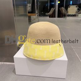 Letter Print Bucket Hat Men Women Dome Straw Hats Fashion Patchwork Stingy Brim Sun Visor Cap Summer Fisherman Hats